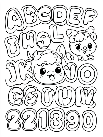 Alphabet & Number Coloring Page thumbnail