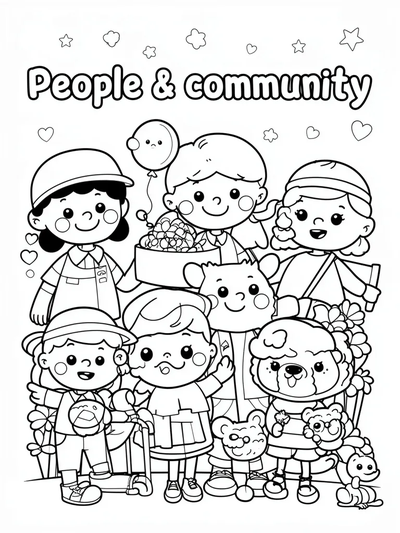 People & Community Coloring Page thumbnail