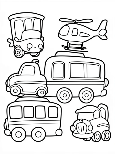 Vehicle & Transport Coloring Page thumbnail
