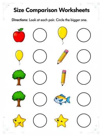 Size Comparison Worksheets Activity Sheet thumbnail