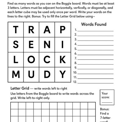 Boggle & Letter Grid Puzzle thumbnail