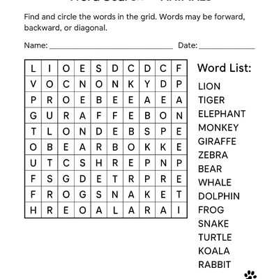 Word Search Puzzle thumbnail