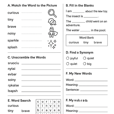 Vocabulary Building Worksheets Activity Sheet thumbnail
