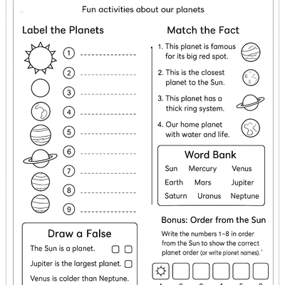 Solar System Worksheets Activity Sheet thumbnail