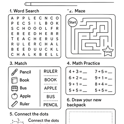 Back to School Activity Sheets Activity Sheet thumbnail