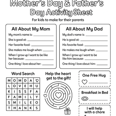Mother's Day & Father's Day Sheets Activity Sheet thumbnail