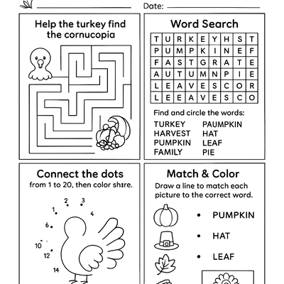 Thanksgiving Activity Sheets Activity Sheet thumbnail