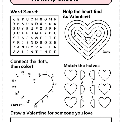 Valentine's Day Activity Sheets Activity Sheet thumbnail