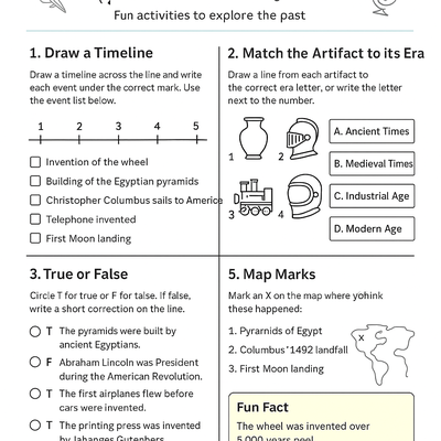 History Worksheets for Kids Activity Sheet thumbnail